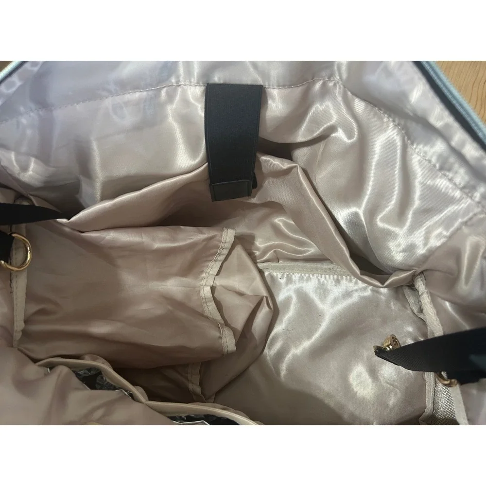 Mommore Breast Pump Diaper Bag Laptop Tote EUC! Modern Black Nylon 12 Pockets